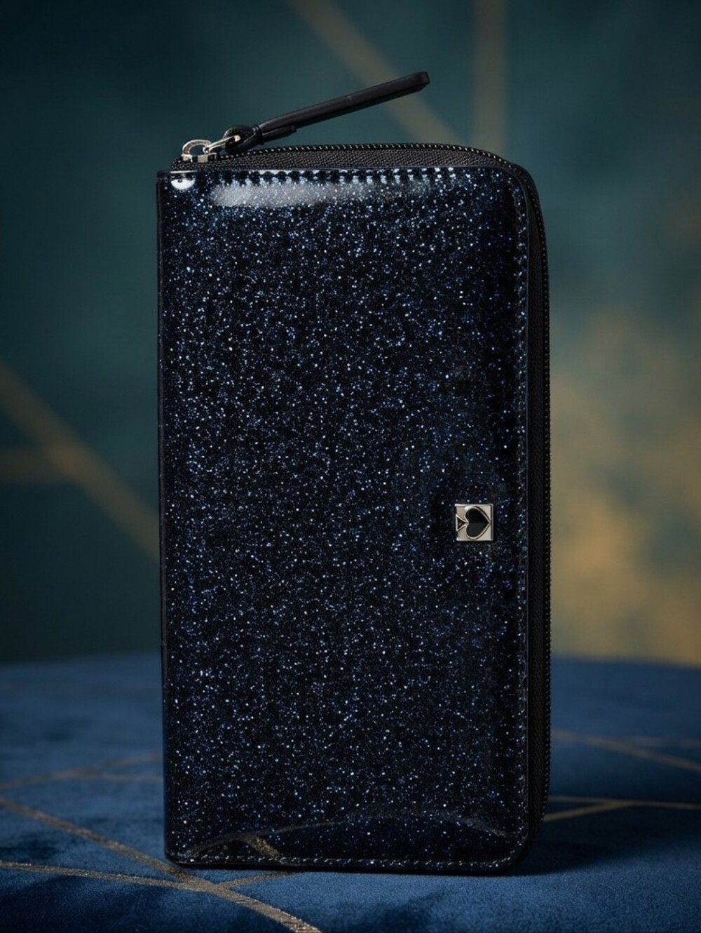 EUC 2015 Kate Spade Midnight Navy Blue Glitter Zip-Around Continental Wallet - Picture 16 of 16